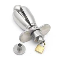 Bouchon anal ouvert en acier inoxydable avec perles extensibles et dispositif de chasteté à verrouillage, jouet sexuel BDSM fétichiste