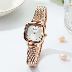 New artistic style women's <b>watch</b> with light luxury mother of <b>pearl</b> face compact dial waterproof stainless steel mesh strap qu - Product Image 3