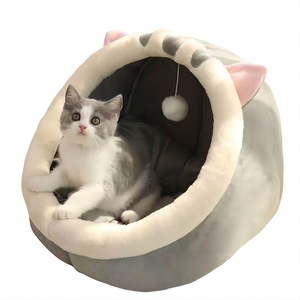 Kedi yuva kış köpek kulübesi katı desen sıcak kapalı <span class=keywords><strong>Pet</strong></span> ev çıkarılabilir yıkanabilir yatak küçük ırkları için - Product Image 6