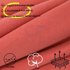 TC 340gsm 100% Cotton Vải Dệt Kim Hai Mặt Rắn Colour Chải Kỹ Và Đánh Răng Vật Liệu Cho Phụ Nữ Của Áo Nỉ Và Hoodies - Product Image 4