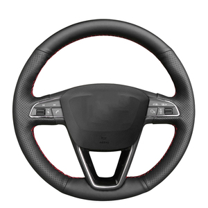 Protector de <span class=keywords><strong>volante</strong></span> de cuero de fibra de carbono y microfibra para Seat Leon 5F Mk3 2013-2019 <span class=keywords><strong>Ibiza</strong></span> 6J Tarraco Arona Ateca Alhambra - Product Image 2