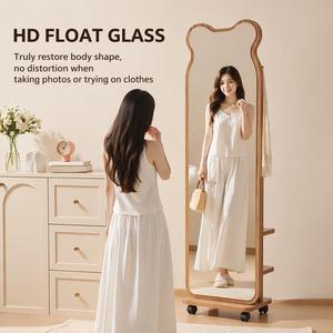 Espejo Giratorio de Cuerpo Entero con Perchero, Espejo de Pie Móvil para Dormitorio - Product Image 2