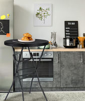Table de cocktail 110 cm de haut, ronde, pliable, intérieure/extérieure, table haute de bar en plastique pliable, table de bistrot haute pour fête
