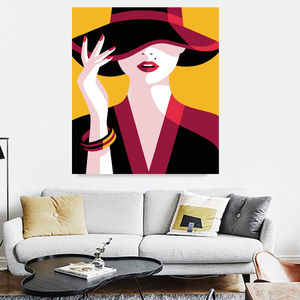 Dipingi con i numeri <span class=keywords><strong>donna</strong></span> nel cappello dipinto a mano pittura a olio fai da te con i numeri kit <span class=keywords><strong>disegno</strong></span> su tela senza cornice decorazioni per la casa artigianato per adulti - Product Image 5