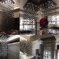 Lustre suspendu moderne à plafond haut, grand modèle ovale en verre acrylique, LED à économie d'énergie, intensité variable, style européen, pour maison et villa