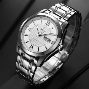 Men's Waterproof Mechanical Wristwatch Solid Steel Strap Dual Calendar Display Design - Product Image 4