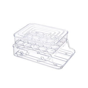 aohea Hot Adjustable double layer Egg Tray Egg Holder For Refrigerator Plastic Egg Carton