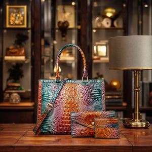 Conjunto de 3 Bolsos de Lujo para Mujer, Bolso Tote de Piel Sintética PU, Diseño Retro Elegante, Nueva Colección 2025 - Product Image 3