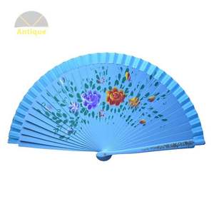 Elegante Abanico de Bambú Vintage para Boda, con Encaje Blanco y Borlas, Diseño Plegable Hecho a Mano, Técnica Pintada, Portátil - Product Image 1