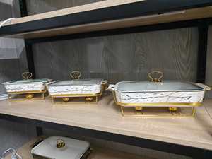 Olla Nórdica Rectangular de Cerámica con Doble Asa para Sopa, Soporte Moderno para Hotel, Plato Creativo para Hornear con Vela de Bajo Calor - Product Image 4