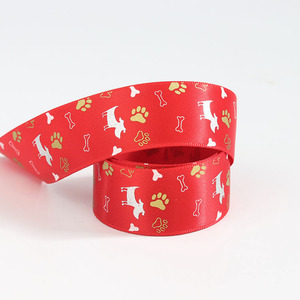 Заводская изготовленная на заказ 25 мм собачья косточка печатная атласная лента 100% полиэстер одно лицо для ребенка подарочная упаковка персонализированный логотип - Product Image 4