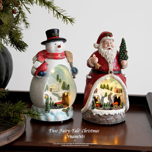 Nouvelle boîte à musique lumineuse en résine pour Noël, ornement Père Noël, bonhomme de neige, petite <span class=keywords><strong>maison</strong></span> en résine, décoration boule de Noël - Product Image 4