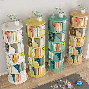 Pino e noce di legno solido laccato montessori rotonda girevole lettura nook scandinavo unico fai da te logo libreria per bambini - Product Image 1
