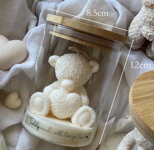 เทียนหอมถั่วเหลืองแบบกำหนดเองขายส่ง รูปทรงตุ๊กตาหมี หรูหรา สำหรับตกแต่งบ้าน - Product Image 3