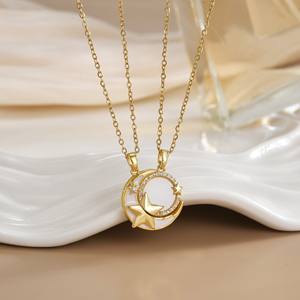 ファッションゴールドメッキPVDチャームペンダントネックレス18K高品質ジルコンハートサンムーンペンダントセットネックレスチョーカー女性用 - Product Image 6