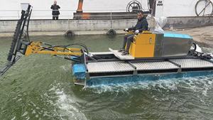 High Efficiency Amphibious Aquatic Weed Harvester River Clean Machinery River Cleaning Boat with Floating Pontoon - Product Image 5