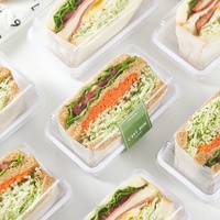 Boîte à sandwichs transparente en PET carrée pour gâteaux au porc, petits gâteaux, gâteaux de lune à la peau de neige, rouleaux de serviette, pâtisseries occidentales, desserts et gâteaux de boulangerie