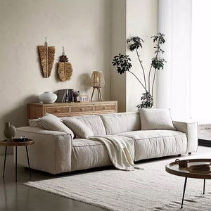 Sofá Cuadrado <span class=keywords><strong>de</strong></span> Tres Plazas <span class=keywords><strong>de</strong></span> Tela <span class=keywords><strong>de</strong></span> Lino Estilo Wabi-Sabi, Desmontable y Lavable, para Apartamentos Pequeños, Sala <span class=keywords><strong>de</strong></span> Estar, Estilo Nórdico Retro - Product Image 2