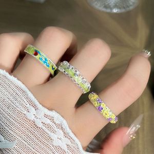 Chinese-style Enamel Auspicious Cloud Open <b>Ring</b> Ethnic-style Embossed Flower <b>Ring</b> Luxury Adjustable Openwork Trendy <b>Ring</b> - Product Image 5