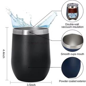 Verre à champagne isotherme en acier inoxydable 304 avec logo personnalisé, 12 oz, revêtement par pulvérisation, pour vin rouge et eau, thermos - Product Image 3