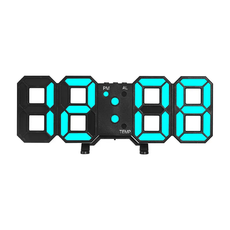 XX3 jam Alarm dinding/Desktop, jam 3D Digital Led warna-warni dengan fungsi suhu tanggal dan tingkat kecerahan 3 tingkat