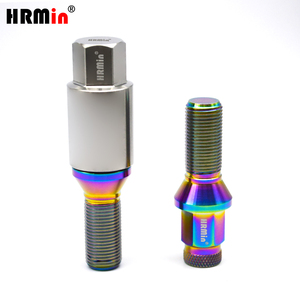 Pernos <span class=keywords><strong>de</strong></span> <span class=keywords><strong>rueda</strong></span> <span class=keywords><strong>de</strong></span> titanio Gr.5 Ti-6Al-4V con cabeza heptagonal extendida moleteada, asiento cónico <span class=keywords><strong>de</strong></span> 60 grados, M14x1.5x28mm con llave <span class=keywords><strong>de</strong></span> titanio - Product Image 2