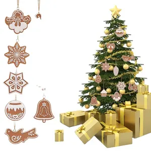 11Pcs 귀여운 크리스마스 트리 펜던트 동물 눈송이 비스킷 크리스마스 장식 홈 부드러운 도자기 폴리머 클레이 장식품