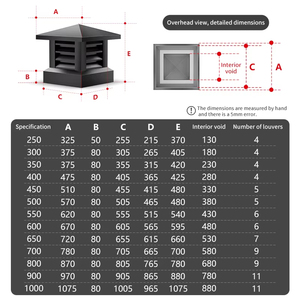 Hotte <span class=keywords><strong>d</strong></span>'extraction moderne carrée en alliage <span class=keywords><strong>d</strong></span>'aluminium avec persiennes, étanche à la pluie, pour climatisation de villa - Product Image 2