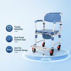 Chaise <span class=keywords><strong>de</strong></span> toilette compacte en aluminium <span class=keywords><strong>de</strong></span> qualité médicale avec coussin, pour usage domestique et hospitalier (vente en gros) - Product Image 1
