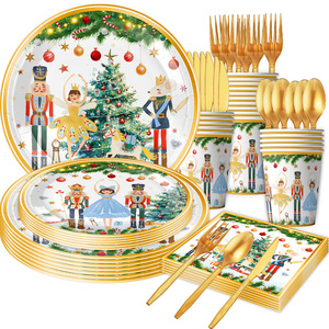 Nhà Máy Trực Tiếp <span class=keywords><strong>Nutcracker</strong></span> Bộ Đồ Ăn Đặt Trẻ Em Của Sinh Nhật Nguồn Cung Cấp Bên Giáng Sinh Trang Trí Bao Gồm Tấm Khăn Ăn - Product Image 1