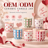 Cadeau pour la Saint-Valentin, logo personnalisé, marque privée, bougie en céramique décorative romantique à rayures en forme de cœur, parfum d'ambiance pour la maison