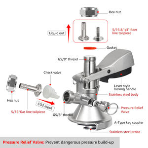 Coupleur de fût en acier inoxydable 304 de type A avec soupape de décharge, robinet de bière pour ligne de bière I.D 5/16, accessoire de brassage - Product Image 2