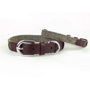 Collar para perro de piel marrón y Tweed - Product Image 1