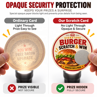 Carte à gratter personnalisée pour restaurant professionnel – Campagne promotionnelle, jeu à prix, bon de réduction, ticket pour événements promotionnels