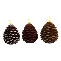 Bougie électronique LED en forme de pomme de pin de Noël, fausse bougie décorative de bureau, lumière réaliste, style européen et américain