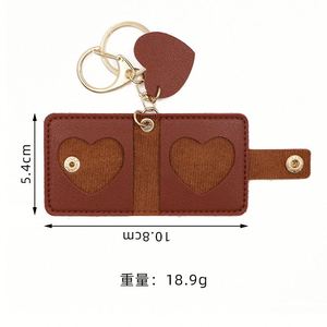 Personalized Colorful PU Leather Mini Heart Photo Keychain Pendant Picture Holder Portable Album Storage Birthday Wedding <b>Gifts</b> - Product Image 6