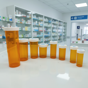 <strong>Plastic</strong> Pill Bottles with Child Resistant Caps Medicine <strong>Containers</strong> Reversible Vials Dual Purpose <strong>Lid</strong> - Product Image 1