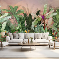 Papier peint 3D personnalisé, jungle tropicale, forêt tropicale, feuilles de palmier, oiseaux colorés, papier peint floral pour la décoration intérieure de villas, hôtels, maisons