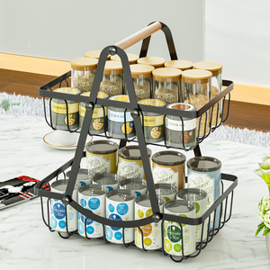 Vendita calda 2 livelli di stoccaggio da cucina in metallo portatile mensola di stoccaggio in metallo staccabile Multi-strato porta frutta cesto di frutta da cucina - Product Image 1