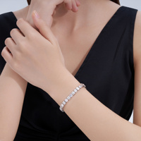 Pulsera de Moissanita con Eslabones Cuadrados Geométricos de Plata Esterlina 925, 15.7g de Peso Pesado, Joyería de Lujo para Mujer