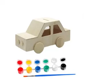 Celengan kayu lapis untuk anak-anak DIY Set Mainan gambar dengan cat warna untuk anak laki-laki 2-4 tahun dekorasi rumah dan hadiah gaya seni