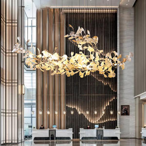 Luminaire suspendu moderne personnalisé en feuille de Ginkgo en or branche artistique design lustre de plafonnier de hall d'hôtel décoratif pour hall d'entrée - Product Image 2