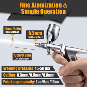 BT-166BK Kit <span class=keywords><strong>Aérographe</strong></span> <span class=keywords><strong>Professionnel</strong></span> Double Action 3 Tailles d'Aiguilles (0.3/0.5/0.8mm) Précision Cuivre pour <span class=keywords><strong>Peinture</strong></span> Corporelle et Maquettes de Voitures - Product Image 4