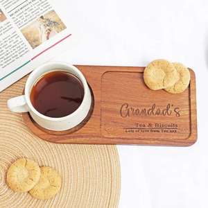 Bandeja de Madera Personalizada LFGB de un Solo Nivel para Té y Galletas, Bandeja Grabada para Café y Golosinas, Almacenamiento de Cocina, Regalo de Aniversario para <span class=keywords><strong>el</strong></span> <span class=keywords><strong>Abuelo</strong></span> - Product Image 1