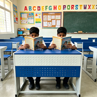 Meubles de classe modernes en Inde, ensemble bureau et chaise ergonomiques en bois et métal pour deux élèves, pour usage scolaire