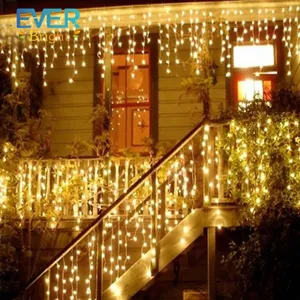 Twinkle Bintang Jendela String 3X3M Es Natal Peri Garland Luar Rumah Pesta Pernikahan Dekorasi Taman Led Tirai Cahaya