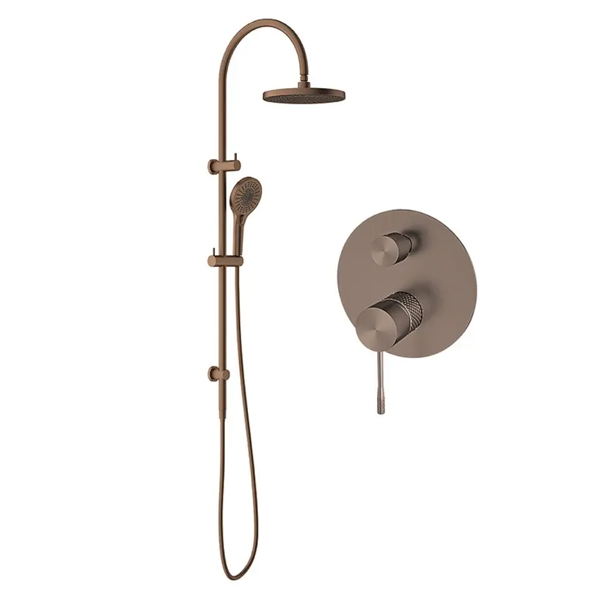 Матовый бронзовый открытый латунный круглый верхний термостатический дождевой Душ, роскошный комплект с клапаном смесителя для душа