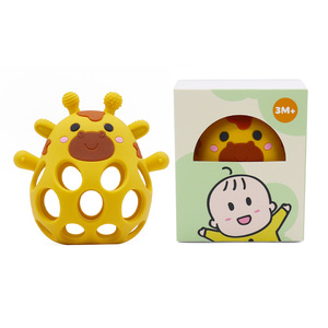 Custom Infant Teething Toys Silicone Animal Hand Rattle Sensory Teethers Silicone - Product Image 1