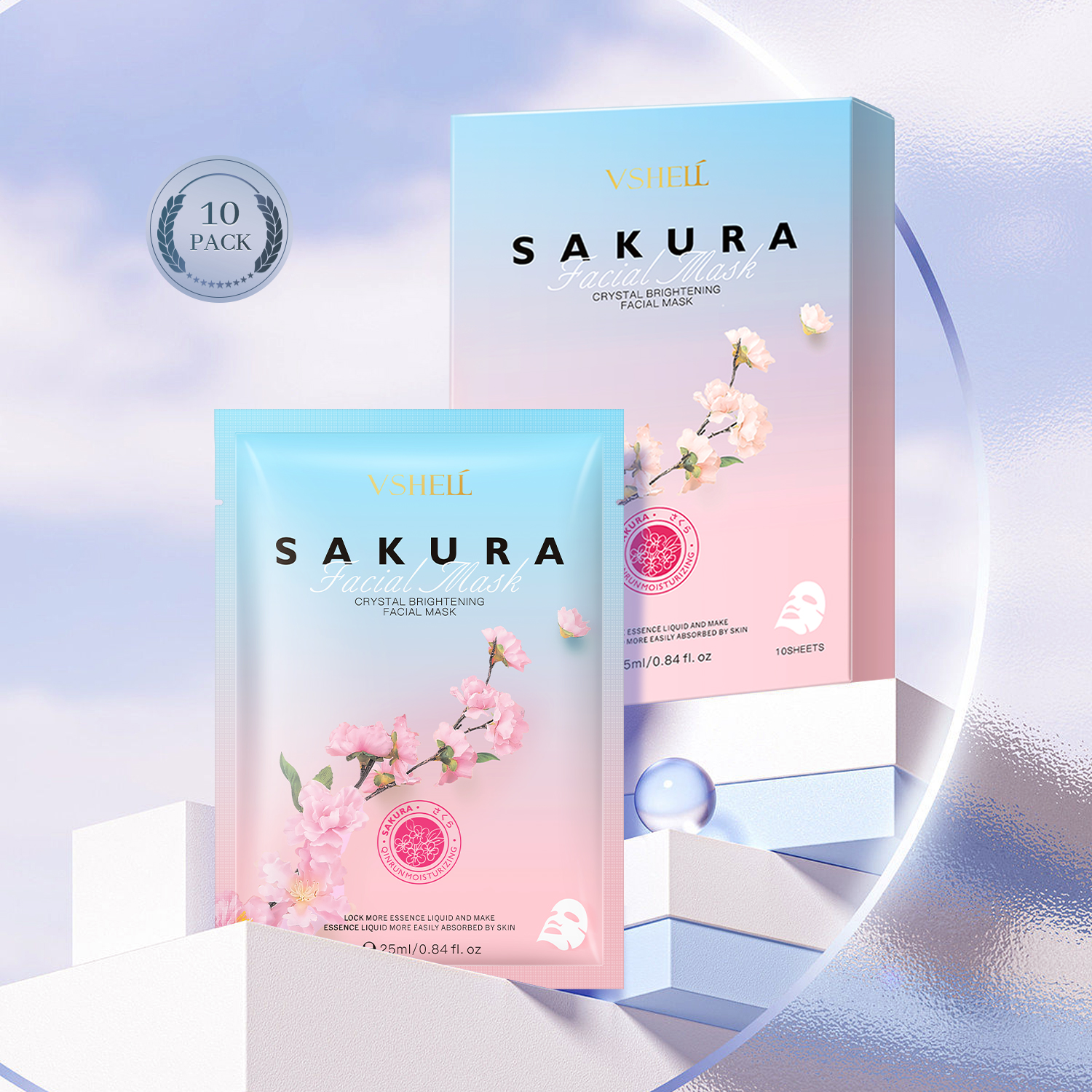 Japan Masque éclaircissant Sakura &amp; Arbutin * 10 pièces | D2WM39850W