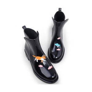 Mignon bottes courtes licorne <span class=keywords><strong>chelsea</strong></span> dames bottes designer <span class=keywords><strong>noir</strong></span> femmes cheville bottes de pluie - Product Image 1